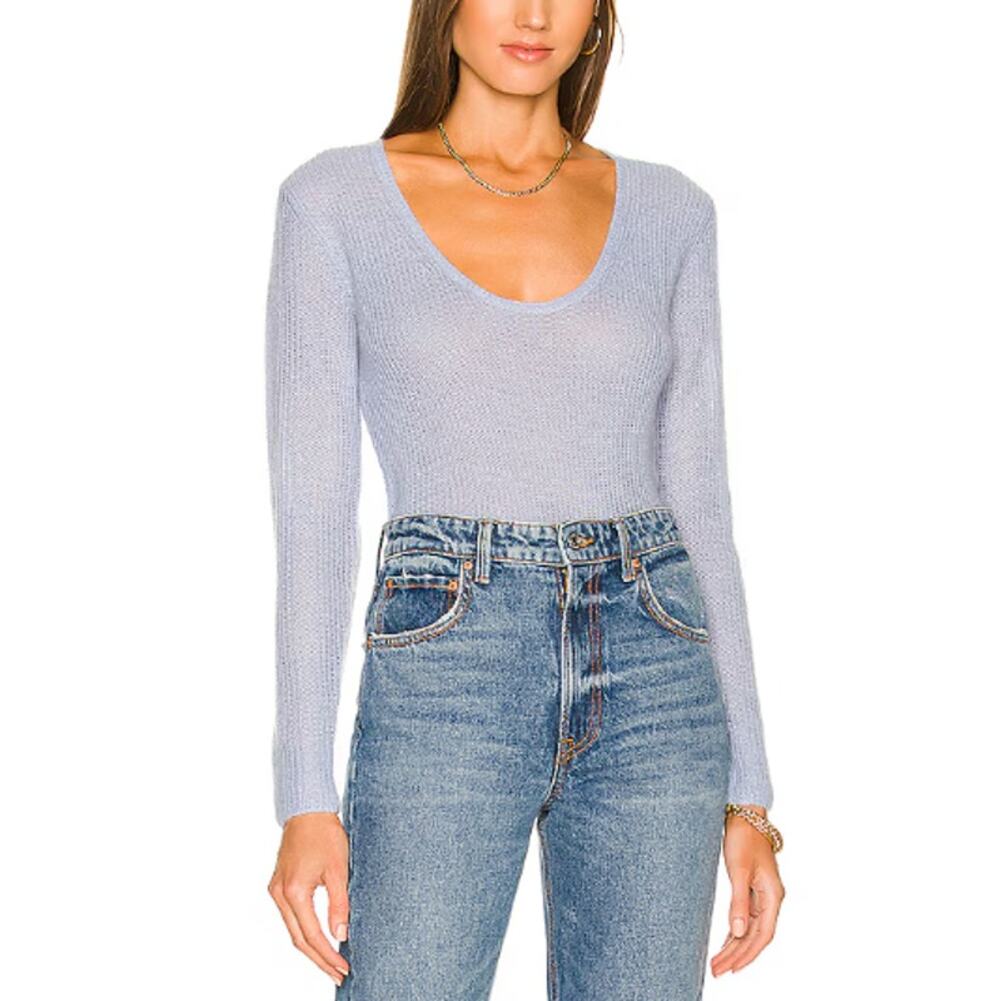 New Vince Women's Light Peri Blue Scoop Neck Pullover Sweater Size XL Ret $345